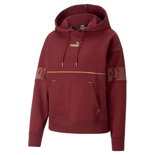 Bluza z kapturem damska Puma POWER DECO GLAM FL bordowa 67175642-S - Bluzy damskie - miniaturka - grafika 1