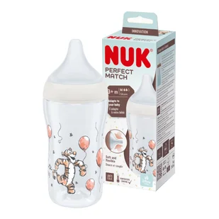 NUK Perfect Match Tygrysek Antykolkowa butelka dla niemowląt 3m+ z silikonowym smoczkiem M 260ml - Butelki dla niemowląt NUK Perfect Match Tygrysek Antykolkowa butelka dla niemowląt 3m+ z silikonowym smoczkiem M 260ml - Butelki dla niemowląt - miniaturka - grafika 1