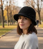 Czapki damskie - Kapelusz damski cloche z kokardą - miniaturka - grafika 1