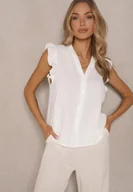 Koszule damskie - Biała Koszula z Ozdobnymi Falbankami Arilene - miniaturka - grafika 1