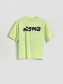 Koszulki dla chłopców - Reserved - Bawełniany t-shirt z nadrukiem - jasnożółty - miniaturka - grafika 1