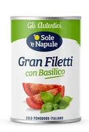 Pasztet i przetwory mięsne - O'Sole e Napule Plasterki pomidorów włoskich Gran Filetti z listkami bazylii pusz.400g - miniaturka - grafika 1
