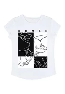 Koszulki i topy damskie - Disney Classics Women's Dumbo Contrast Organic Rolled Sleeve t-shirt damski, biały, M, biały, M - grafika 1