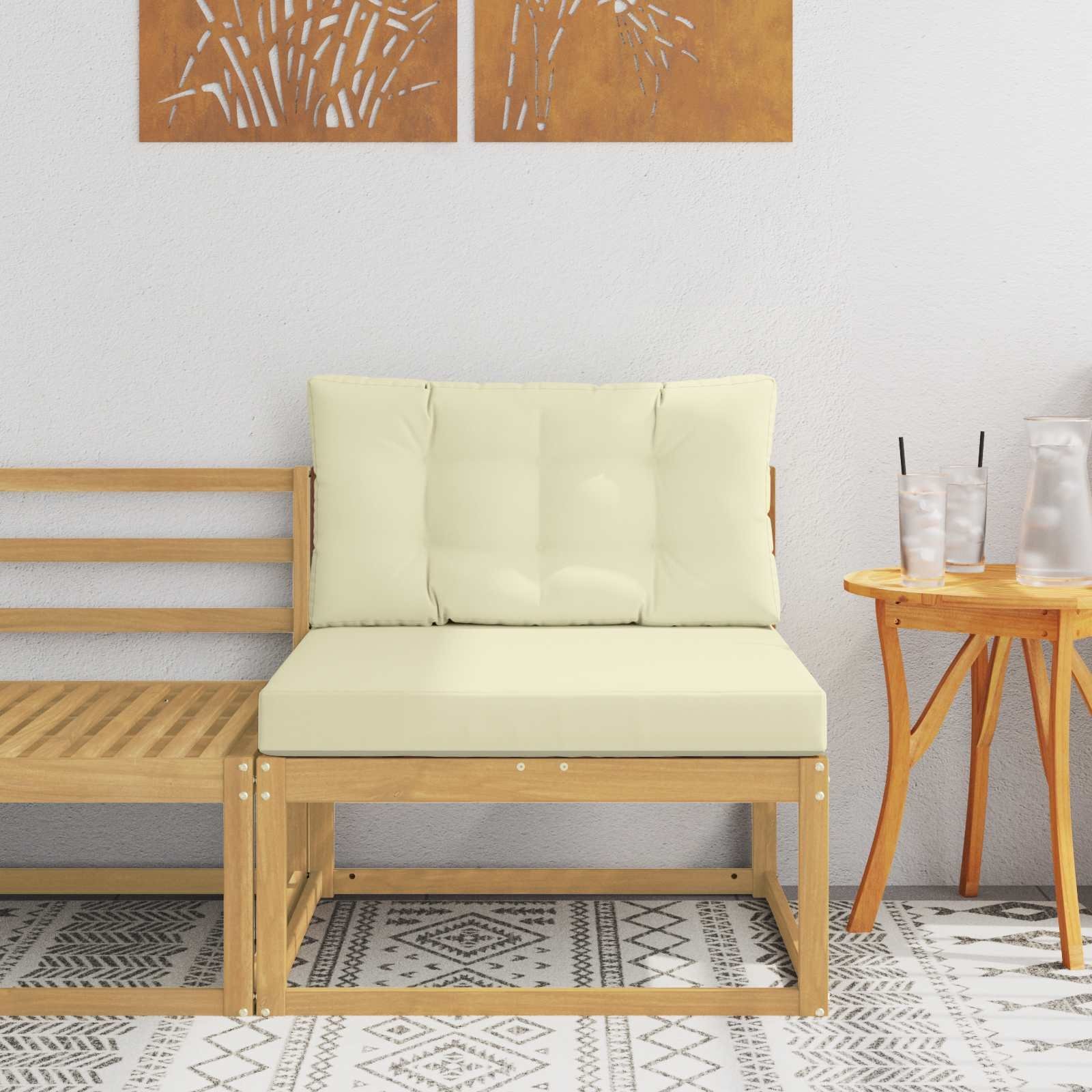vidaXL Środkowa sofa ogrodowa Poliester Biały