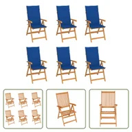 Fotele i krzesła ogrodowe - The Living Store krzesła ogrodowe 6 szt. z niebieskimi poduszkami z litego drewna tekowego - miniaturka - grafika 1