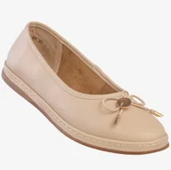 Baleriny - Baleriny Damskie Skórzane Buty Eleganckie Filippo Beżowe DP6856/25BE Beżowy 37 - miniaturka - grafika 1