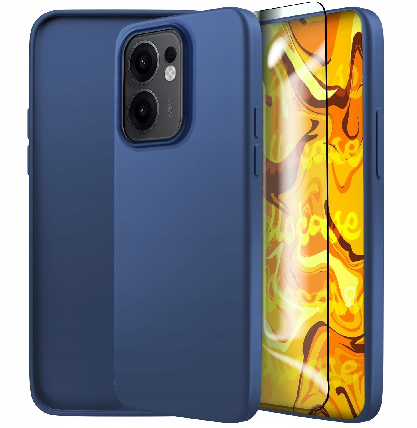 Hello Case Etui Do Oppo Reno13 F 4G / 5G / FS 5G Granatowe, Matowe, Silikon Szkło