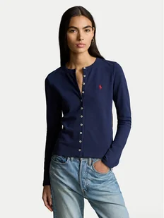 Polo Ralph Lauren Kardigan 211941175003 Granatowy Slim Fit - Swetry damskie - miniaturka - grafika 1