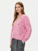 Swetry damskie - YAS Kardigan Bow 26034899 Różowy Regular Fit - miniaturka - grafika 1