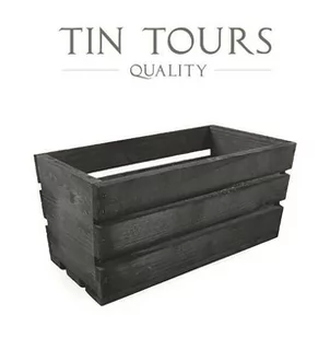 MAŁA CZARNA DREWNIANA SKRZYNKA NA KWIATY I ZIOŁA 30x18x15 cm - Donice - miniaturka - grafika 1