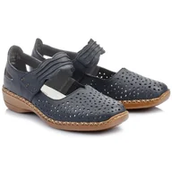 Półbuty damskie - Półbuty damskie ażurowe Rieker 41399-14 BLUE R.36 - miniaturka - grafika 1