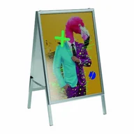 Systemy ekspozycyjne i znaki informacyjne - Potykacz reklamowy A1 OWZ dwustronny w ramie aluminiowej srebrnej - miniaturka - grafika 1