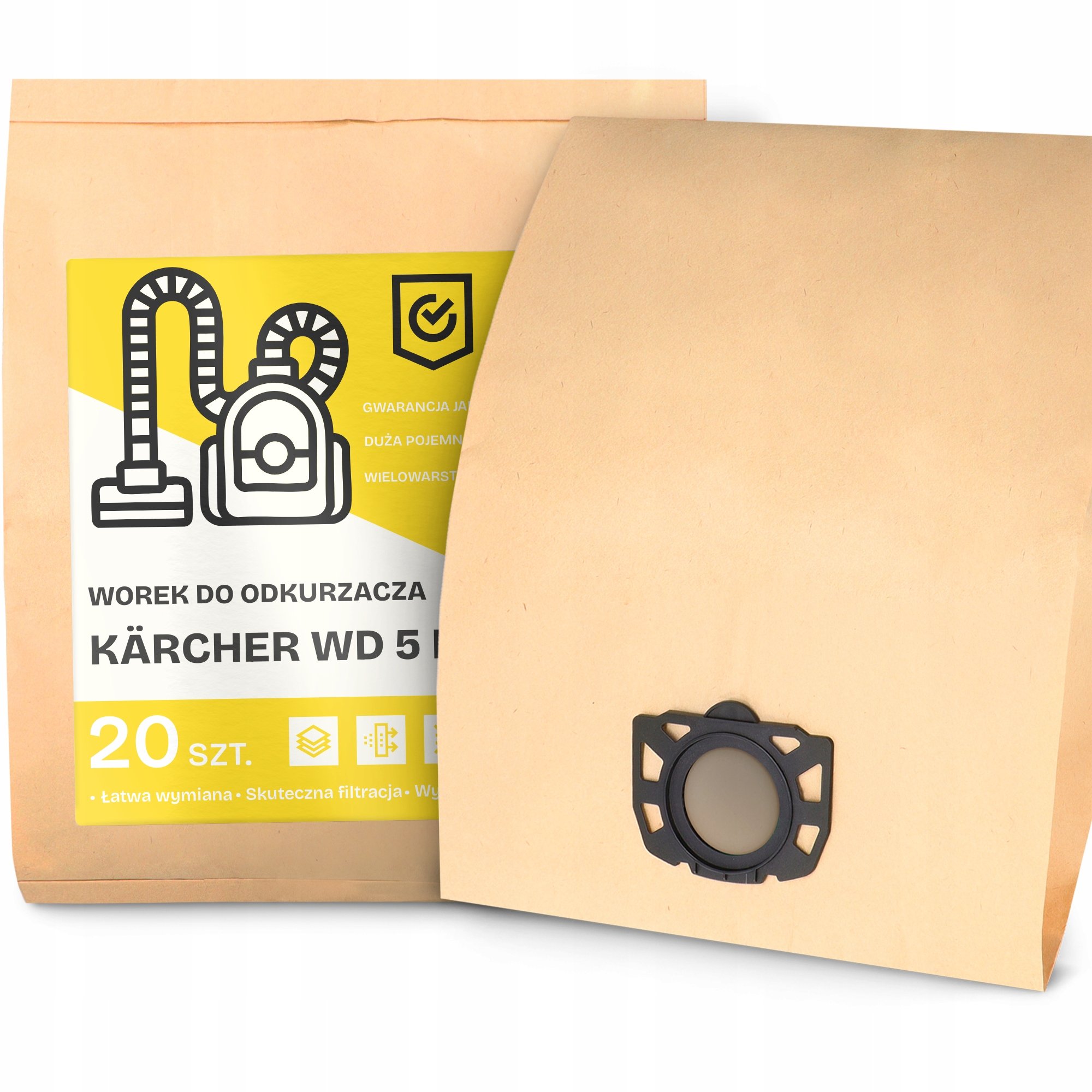 20x Worek do Odkurzacza Kärcher Wd 5 P Papierowy Pojemny Torba Worki 2A-W