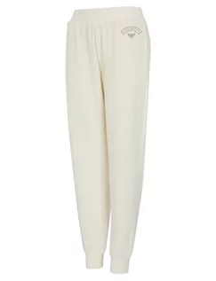 Spodnie damskie - Emporio Armani Damskie spodnie damskie z mankietami prążkowane welurowe spodnie dresowe, Pale Cream, M - grafika 1