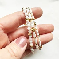 Bransoletki - Komplet Bransoletek z masy perłowej i kamieni księżycowych - miniaturka - grafika 1