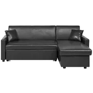 Narożniki - Beliani Sofa narożna rozkładana ze schowkiem lewostronna czarna OGNA - miniaturka - grafika 1