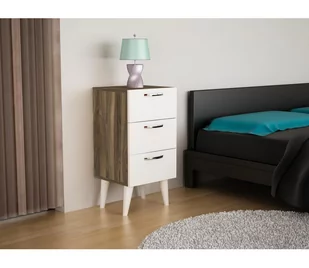 Szafka nocna BELLINI 80x40 cm brąz/biały - Szafki nocne - miniaturka - grafika 1