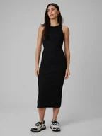 Sukienki - 4F Sukienka z prążkowanej dzianiny damska - czarna XS - miniaturka - grafika 1