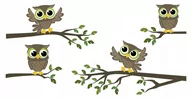 Naklejki na ścianę - Naklejki ścienne dla dzieci zestaw Sowy Sówki 350, 120x60 cm - miniaturka - grafika 1