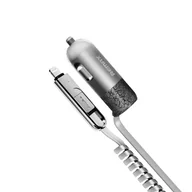 Ładowarki samochodowe - Remax RCC-103 Finchy ładowarka samochodowa USB + kabel lightning micro USB 3.4A SREBRNA 6954851256878 - miniaturka - grafika 1