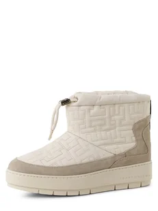 Tommy Hilfiger - Kozaki damskie z dodatkiem skóry, beżowy - Botki damskie - miniaturka - grafika 1