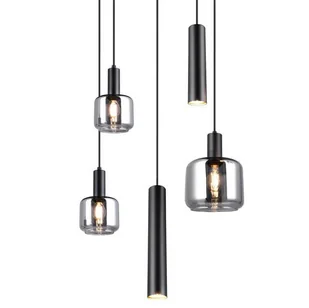 Kaskadowa lampa wisząca MATARO 364130532 Trio do jadalni chrom czarny - Lampy sufitowe - miniaturka - grafika 1