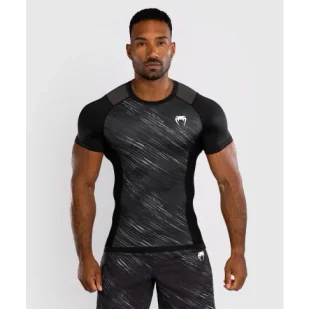 Venum Rashguard Krótki Rękaw Short Sleeve Rapid Black/Storm Grey - Kimona, stroje i obuwie - miniaturka - grafika 1