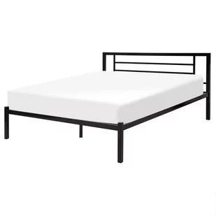 Beliani Metalowe czarne łóżko ze stelażem 160 x 200 cm CUSSET - Łóżka - miniaturka - grafika 1