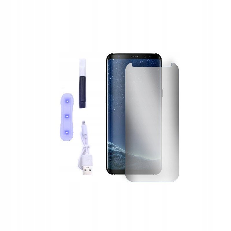 Szkło 9H Do Samsung S8 G950 Uv + Lampa Bezbarwne Szkiełko Ochronne Szybka Hartowana Na Ekran