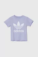Koszulki dla dziewczynek - adidas Originals t-shirt bawełniany dziecięcy kolor fioletowy - miniaturka - grafika 1