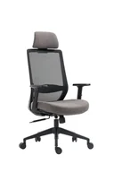 Fotele i krzesła biurowe - Fotel obrotowy z regulacją podłokietników SIMON czarno-szary - miniaturka - grafika 1