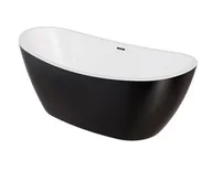Wanny - Wanna wolnostojąca Besco Ayla 170x80 cm owalna czarny połysk syfon z przelewem chrom WAS-170AB - miniaturka - grafika 1