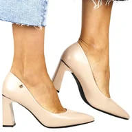 Czółenka - DAMSKIE CZÓŁENKA NA SŁUPKU VINCEZA 62221 BEŻOWE - miniaturka - grafika 1