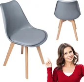 Krzesła - Nowoczesne krzesło z poduszką w stylu skandynawskim do salonu jadalni kuchni szare - miniaturka - grafika 1