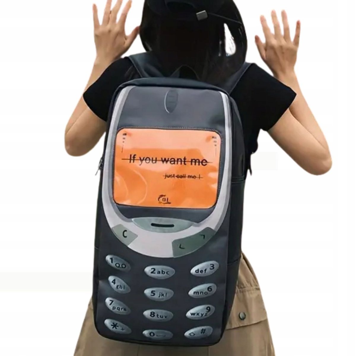 Plecak z Nadrukiem Retro Telefon Komórka Nokia Y2K Zabawny Streetwear