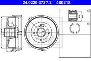 Bębny hamulcowe - ATE BĘBĘN HAMULCOWY 24.0220-3737.2 RENAULT TWINGO II 1.2TCE 11 24.0220-3737.2 - miniaturka - grafika 1