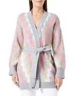 Swetry damskie - aleva Damski otwarty kardigan z dzianiny 15525118-AL04, różowy, wielokolorowy, M/L, Różowy, wielokolorowy., M-L - miniaturka - grafika 1