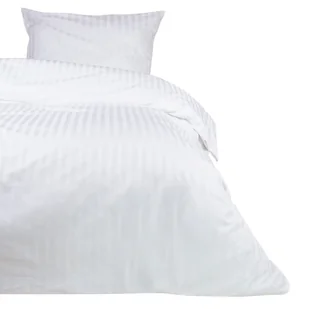 Poszwa hotelowa 160x200 biała adamaszkowa na zakładkę paski 2 cm - Pościel - miniaturka - grafika 1