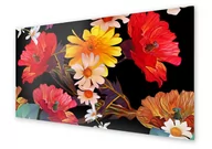 Dekoracje domu - Panel kuchenny HOMEPRINT Kolorowe kwiaty na czarnym tle 120x60 cm - miniaturka - grafika 1