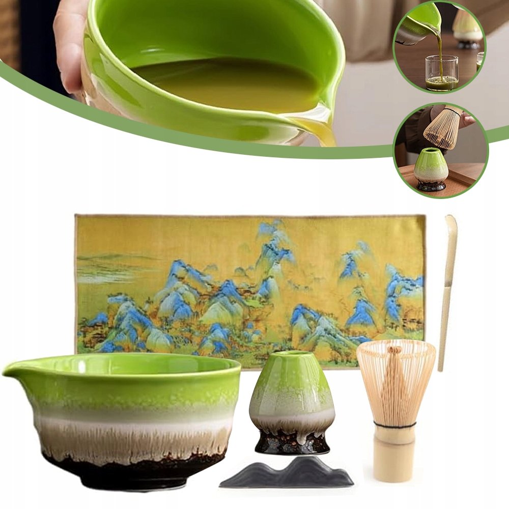 Zestaw 6-CZĘŚCIOWY Matcha Set Z Ściereczka Miska Matcha Tea Zestaw