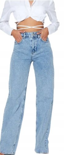 TRENDYOL JEANSY DAMSKIE DŁUGIE PROSTE WYSOKI STAN 34 MQE