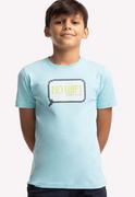 Koszulki dla chłopców - Niebieska koszulka chłopięca z geometrycznym nadrukiem T-NOWIFI JUNIOR - Volcano - miniaturka - grafika 1