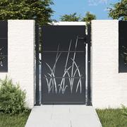 Bramy garażowe - vidaXL Furtka ogrodowa, antracytowa, 105x155 cm, stal, motyw trawy - miniaturka - grafika 1
