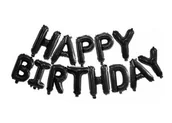 Balony i akcesoria - BALONY FOLIOWE GIRLANDA URODZINY NAPIS HAPPY BIRTHDAY CZARNY - miniaturka - grafika 1