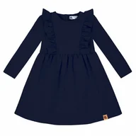 Sukienki - Sukienka bawełniana z falbanką granatowa 122 - miniaturka - grafika 1