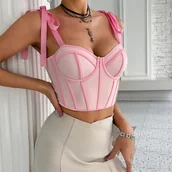 Gorsety - Gorset podkreślający biust - Różowy - miniaturka - grafika 1