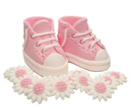 Dodatki do ciast w proszku - Zestaw na tort Buciki różowe - chrzest roczek /RO12 - miniaturka - grafika 1