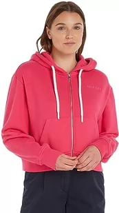 Tommy Hilfiger Damska bluza z kapturem REG Hilfiger FR-Terry z zamkiem błyskawicznym, jasnoróżowa, XXL, Jasny różowy Cerise - Bluzy damskie - miniaturka - grafika 1