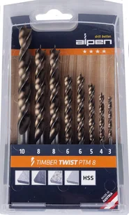 Zestaw 8 szt. wierteł do drewna 3-10 mm Alpen 0067100008100 - Wiertła - miniaturka - grafika 1