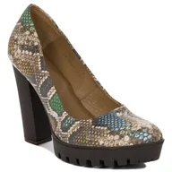 Czółenka - Maciejka Czółenka damskie na słupku multikolor beże gad-38 - miniaturka - grafika 1